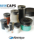 6 Inch PVC Pipe Cap Qwik Cap For Plumbing Flexible Elastomeric Fitting with multiple assorted pipe caps displayed