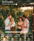 Outdoor patio with 55Ft G40 Globe String Lights With 52 Edison Glass Bulbs And 2 Spare, waterproof connectable lights in use, E12 socket, black.