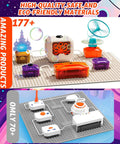 Awesome Hands On Science Kit For Kids With 177 Plus Projects Circuit Exploration Set showing colorful circuit parts on grid.