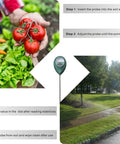 Two Pack Soil Moisture Meter For Gardens And Pots No Batteries Required Hygrometer Water Monitor steps with garden and lawn images
