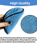 12 Pack Microfiber Wax Applicator Pads 4.72 Inch For Auto Detailing, blue microfiber pad shown held by hand