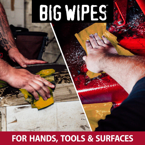 Heavy Duty Hand Cleaning Wipes With Textured Scrubbing Degreaser for Mechanics and Tool Pros cleaning greasy surfaces