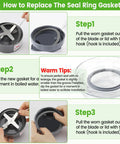 Two Pack Replacement Rubber Gasket Seals For 600W And 900W Blenders, Durable Lip Seal Rings Fits NutriBullet Pro 900 Series Cups And Lids, Easy Install, Keeps Blends Smooth And Leak Free, Long Lasting, installation steps with hook