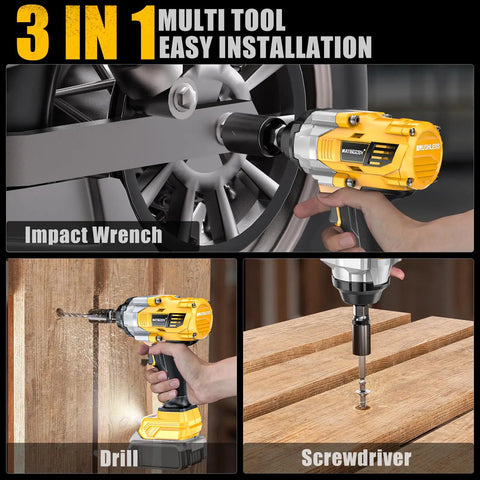 Rugged Cordless Impact Wrench Churning Out 1000 Ft Lbs Of Badass Torque, Fits Seamlessly With DeWalt 20V Batteries in use.