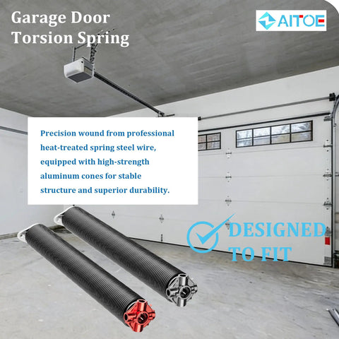 0.207x2in Garage Door Torsion Springs Kit Pair 24in with non slip winding bars and gloves in residential garage setting