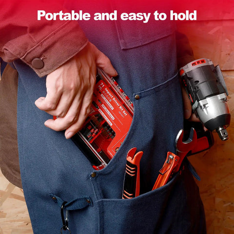Person holding IPX4 Waterproof Small Parts Organizer Case With Removable Dividers Two Boxes in pocket with tools