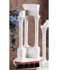 Temple Of Vespasian Corner Column Replica With Acanthus Corinthian Capital For Indoor Outdoor Decor, side view, on shelf