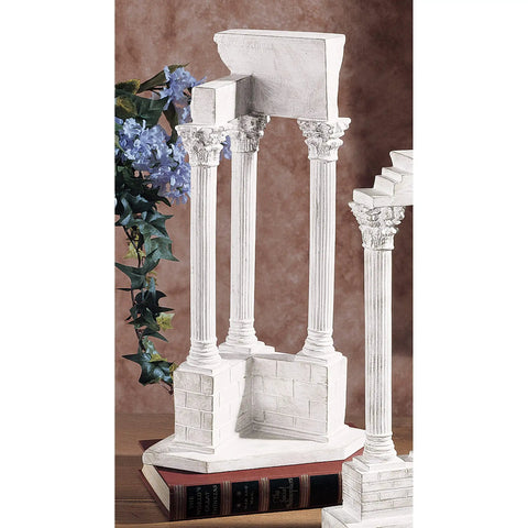 Temple Of Vespasian Corner Column Replica With Acanthus Corinthian Capital For Indoor Outdoor Decor, side view, on shelf