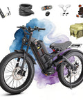 2025 Romeo Ultra Electric Bike For Adults With A Beefy 3800W Motor And 60V 70Ah Battery, showcasing sleek design and accessories.
