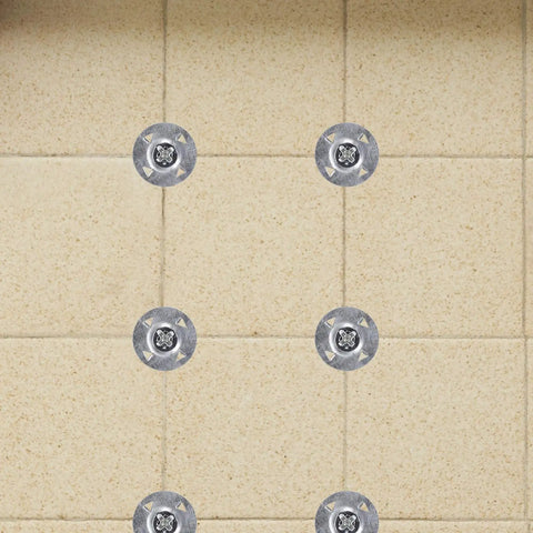 Built Like A Tank Galvanized Steel Foam Board Fastener Washers With Center Groove for securing drywall on foam wall.