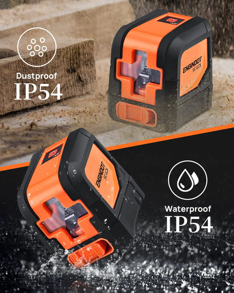 Self Leveling Laser Level 50ft with 360 Degree Magnetic Mounting Plate, dustproof and waterproof IP54, orange and black detail