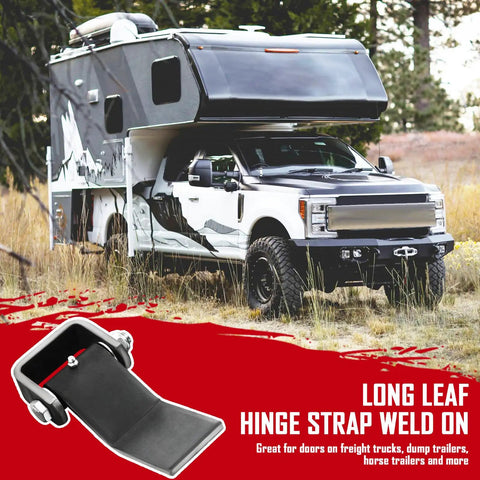 Greaseable Weld-On Dump Trailer Hinges 4 Pack Heavy Duty Steel Construction for Freight Trucks, Horse Trailers and Dump Bodies Outdoor Use, Corrosion Resistant and Built Tough Hardware. Long leaf hinge on truck camper trailer