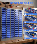 Heavy Duty 75 Drawer Small Parts Organizer For Nuts, Bolts And Tiny Hardware, Rugged Metal Storage Cabinet With 75 Drawers For Garage, Workshop, And Home Use displayed in a garage