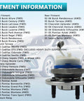 Fitment information for Wheel Bearing Hub Assembly 513121 Front And Rear Set For Chevrolet Impala and other GM cars with image of hub.