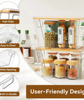 Stackable Pantry Organizers With Bamboo Lids And Clear Bins For Fruits And Vegetables Extra Large Capacity Home Storage with user-friendly design.