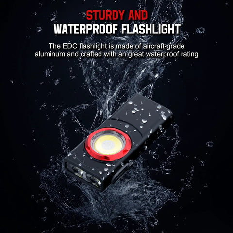 Clip On EDC Ready Rechargeable Pocket Light With 700 Lumen Dual Light Sources, 9 Modes, waterproof design with red beam