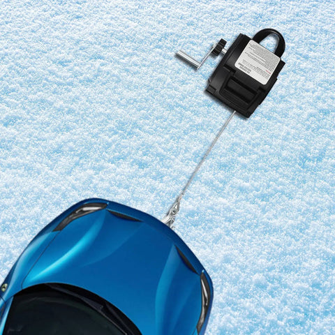 Rock Solid 12V Boat Winch With 300W Copper Motor attachment on a snowy surface, facilitating boat loading.