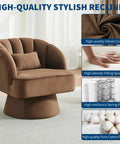 Cozy 360 Degree Swivel Barrel Accent Chair Set With Armrests Brown Modern Curved Back Upholstered Lounge Chairs For Living Room