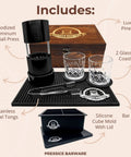 Ice Press Kit For Craft Cocktails To Level Up Your Home Bar With 2.3 Inch Sphere Ice Maker, Aircraft Grade Aluminum Press.