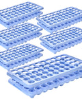 Six Pack Plastic Test Tube Holder Rack With Silicone Pad For 5 10 15 Milliliter Tubes 18 mm Hole Diameter 50 Holes Detachable Blue Lab Storage Organizer For Your Bench showing multiple stacks