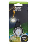 Moonlit Rechargeable Micro Lantern For Camping And Hiking packaging showing compact size with carabiner and 360-degree swivel feature.