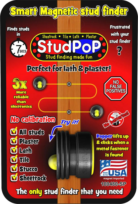 Magnetic Stud Finder No Batteries No Calibration 3X More Reliable For Lath And Plaster And Metal Studs packaging front