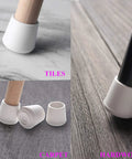 Non Slip Chair Leg Caps Rubber Floor Protectors Round White Set Of 16 Seven Eighths Inch Inner Diameter Thickened Bottom And Sides Odorless Easy Install