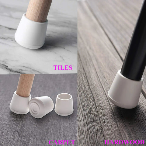 Non Slip Chair Leg Caps Rubber Floor Protectors Round White Set Of 16 Seven Eighths Inch Inner Diameter Thickened Bottom And Sides Odorless Easy Install