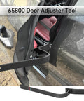 Door Hinge Alignment Tool For Cars And Light Trucks Upgraded Door Adjuster 65800 Universal Fit Quick And Easy Alignment Durable Steel Construction Compatible With Most Vehicle Hinges And Auto Doors shown in close-up view adjusting a car door hinge.