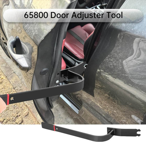 Door Hinge Alignment Tool For Cars And Light Trucks Upgraded Door Adjuster 65800 Universal Fit Quick And Easy Alignment Durable Steel Construction Compatible With Most Vehicle Hinges And Auto Doors shown in close-up view adjusting a car door hinge.