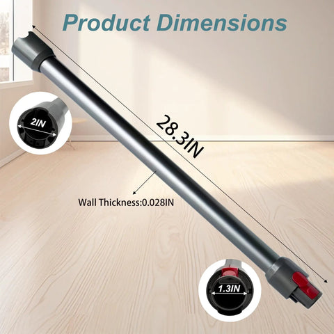 Long Reach Aluminum Extension Wand for Cordless Stick Vacuums with Quick Release 28.3 Inch Replacement Part for Dyson V7 V8