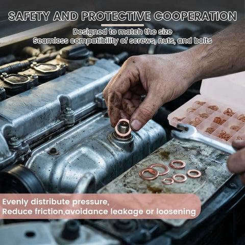 350 Piece Solid Red Copper Washers Metric Assortment Kit 10 Sizes M5 M6 M8 M10 M12 M14 Crush Gaskets For Oil Drain Plug Repairs Automotive Marine Plumbing Heavy Duty Sealing Solutions That Real Deal Workhorse To Fix Leaks Fast And Easy Anytime. shown on engine oil drain plug