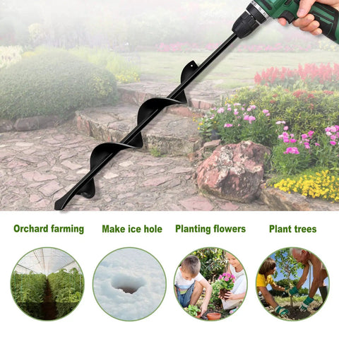 Post Hole Auger For Garden And Fence Posts Heavy Duty 8 Inch By 31.5 Inch Deep Earth Digger Drill Bit With 0.79 Inch Inner Shaft