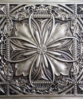 Aged Silver 2X2 Ceiling Tiles Pack Of 10 For Drop-In Or Glue-Up Install PVC Panels With Dope Vintage Tin Look embossed floral design