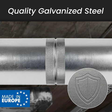 Rugged 8 Inch Galvanized Duct Connector For Dryer Vent Extension And Secure Metal Hose Coupler With Easy Fit Airtight Seal No Fuss Heavy Duty Pipe Joiner For Smooth Airflow And Leak Free Performance, 8-inch galvanized steel duct connector
