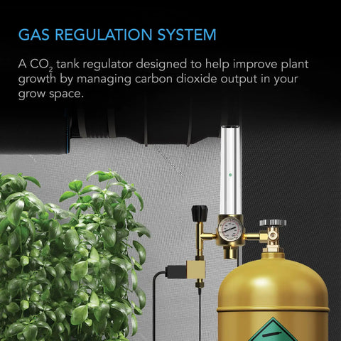 CO2 Regulator And Carbon Dioxide Monitor With Brass Body Solenoid Valve And Pressure Gauge For Precise Gas Flow And Tank Level Readout In Grow Rooms Grow Tents Greenhouses And Indoor Gardens on CO2 tank