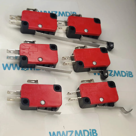 SPDT Micro Limit Switch Snap Action 3 Pin for Electronics, Automation Gear, 15A 250V DC V15 Series, 12 Piece Set, red-black