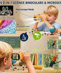 2 In 1 Kids Microscope And Telescope With 1000X Magnification Handheld Digital Microscope With 2 Inch Screen And 8 LED Lights Totally Kid Approved For Outdoor Use 10X Pocket Telescope 1080P Camera STEM Toy Gift For Boys And Girls Ages 4 To 12 Yellow, child using yellow device