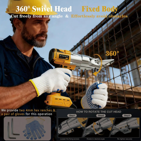 Cordless Brushless Sheet Metal Shear Bare Tool Works With 20V Max Batteries 360 Degree Pivoting Head 14 Gauge Cutting Capacity