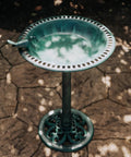 Outdoor Garden Bird Bath With Bird In Green Weather Resistant Polyresin 30 Inch Durable Yard Decor For Bird Lovers Yard Ready