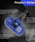 Close-up of Top Shelf Four Piece Bluetooth TPMS Sensor for Tesla Model 3 Y S X 2020 To 2025 showing premium battery and valve stem.
