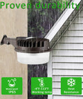 LED Barn Light 120W 18000 Lumens Daylight 5000K No Brainer Dusk to Dawn Photocell Outdoor Yard Flood Light mounted in rain conditions