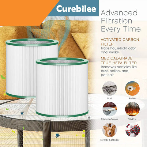 True HEPA Replacement Filter For Tower Purifier Pure Cool Link TP01 TP02 TP03 AM11 BP01 2 Pack on table