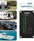 RV Water Tank Level Monitor With LED Indicator Easy Panel Kit for motorhome, caravan, and boat application, showing real-time readout.