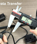 Digital Caliper IP54 Protection 8 Inch 200mm Stainless Steel With Large LCD Screen measuring metal part on wooden table