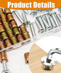 Top Shelf M6 Threaded Inserts For Wood With Furniture Screws Carbon Steel Screw In Nuts Hex Socket Drive Fasteners Includes Wrench 30 Piece Set close-up of threaded inserts and screws in a clear storage container.