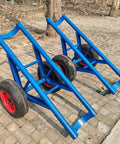 Beast Mode Heavy Duty Utility Pole Dolly With 2 Wheels For Concrete Power Poles And Site Transport Cart, blue welded steel frame with pneumatic tires