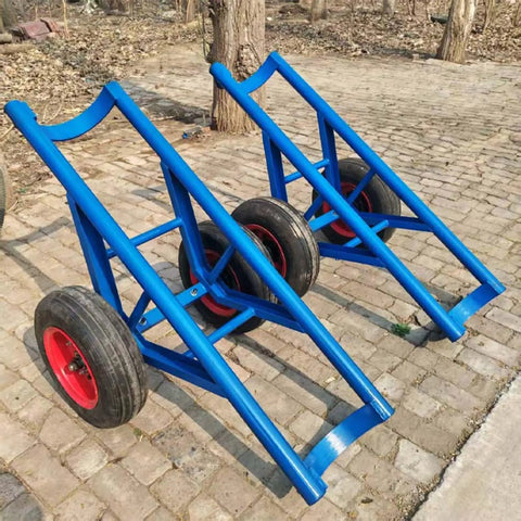 Beast Mode Heavy Duty Utility Pole Dolly With 2 Wheels For Concrete Power Poles And Site Transport Cart, blue welded steel frame with pneumatic tires