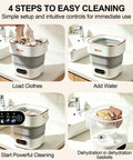 Kick Laundry Day To The Curb With This Portable Folding Mini Washer Offering Straight Up Fresh Results In A Sixteen Liter Drum Built For Underwear Socks And Travel Friendly Laundry. Step-by-step photos show easy setup and controls.