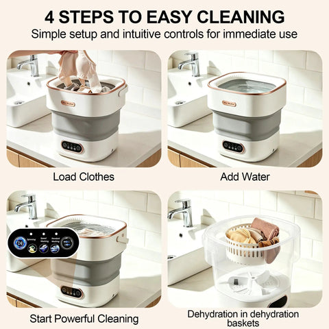Kick Laundry Day To The Curb With This Portable Folding Mini Washer Offering Straight Up Fresh Results In A Sixteen Liter Drum Built For Underwear Socks And Travel Friendly Laundry. Step-by-step photos show easy setup and controls.